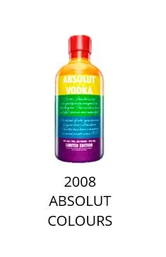 Botella Absolut con los colores del arcoíris, edición «2008 Absolut Colours»