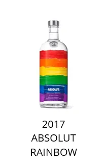 Botella Absolut con franjas de arcoíris, edición «2017 Absolut Rainbow»