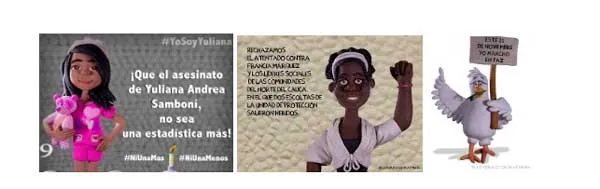 Tres ilustraciones tipo plastilina que piden justicia por una niña asesinada, entre ellas «¡Que el asesino no sea una estadística más!»