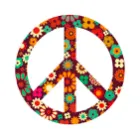 Símbolo de la paz decorado con flores de colores