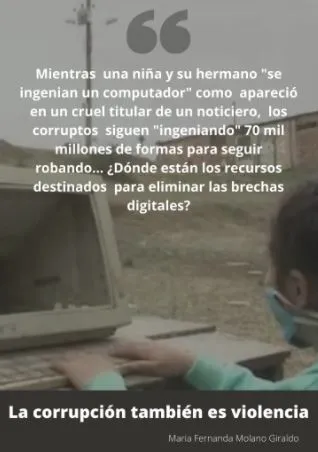Tarjeta de cita sobre la corrupción y los 70 mil millones robados, con el texto «La corrupción también es violencia»